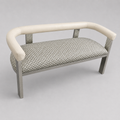 Curve Bench in Canyon Putty Leather and Hearts