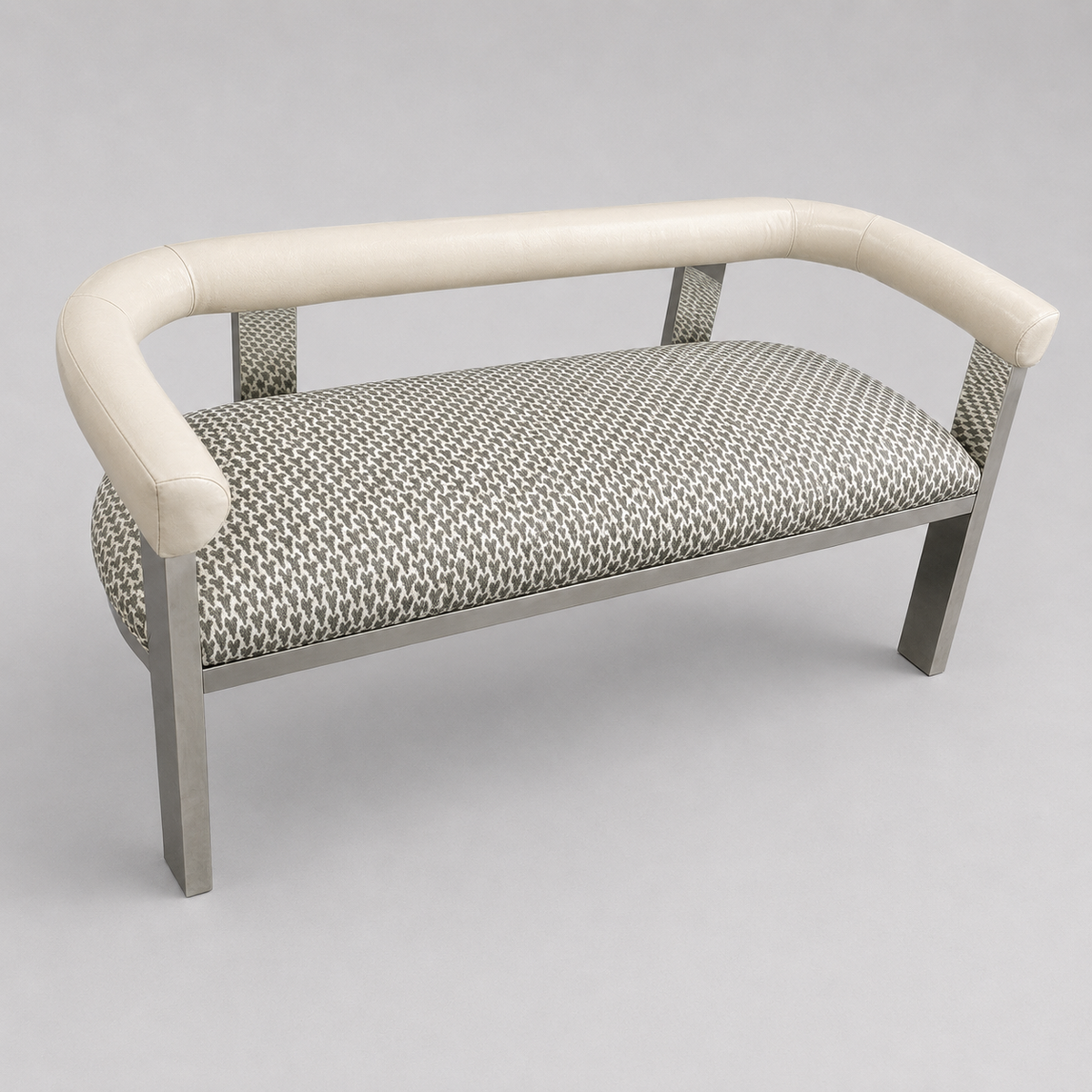 Curve Bench in Canyon Putty Leather and Hearts