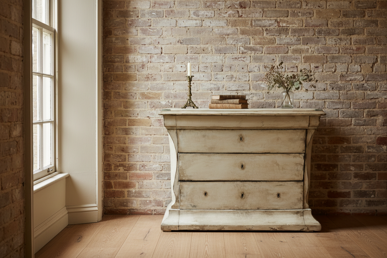 Large Painted Pine Chest with White Marble Top