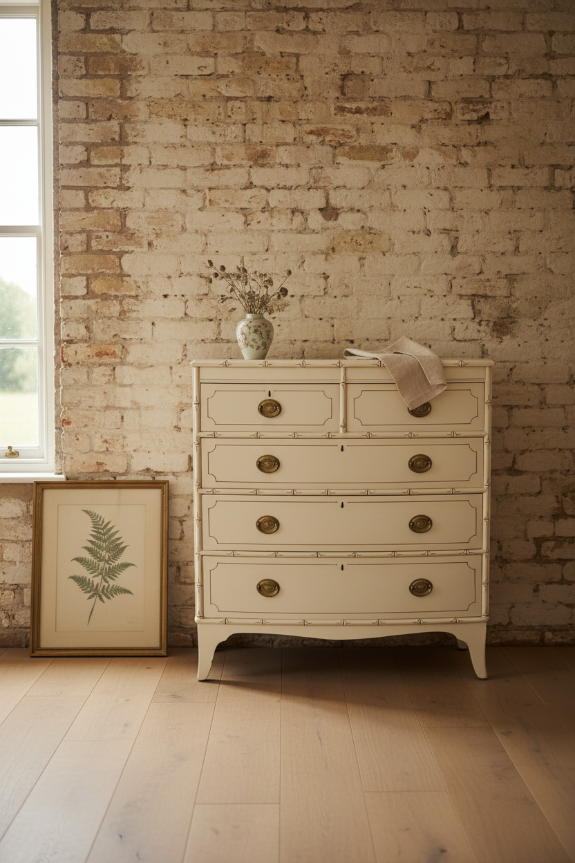 White Faux Bamboo Chest, 1820