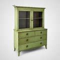Green Faux Bamboo Cabinet with Glass Doors