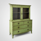 Green Faux Bamboo Cabinet with Glass Doors