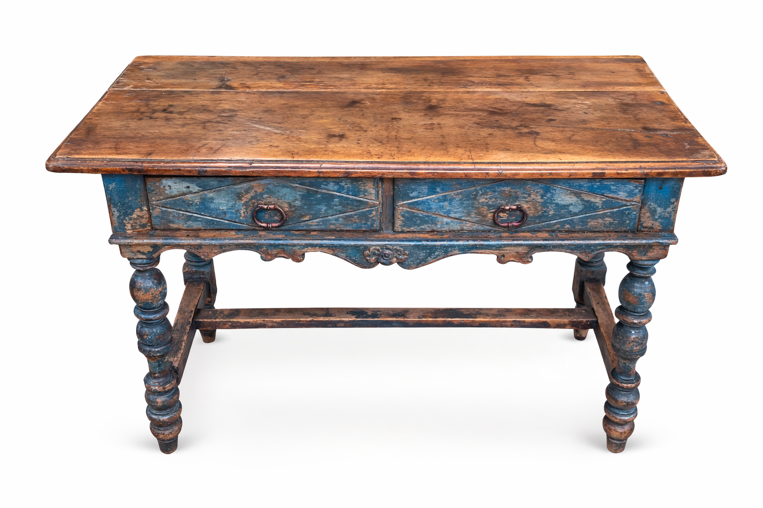 18th Century Painted Side Table with Walnut Top
