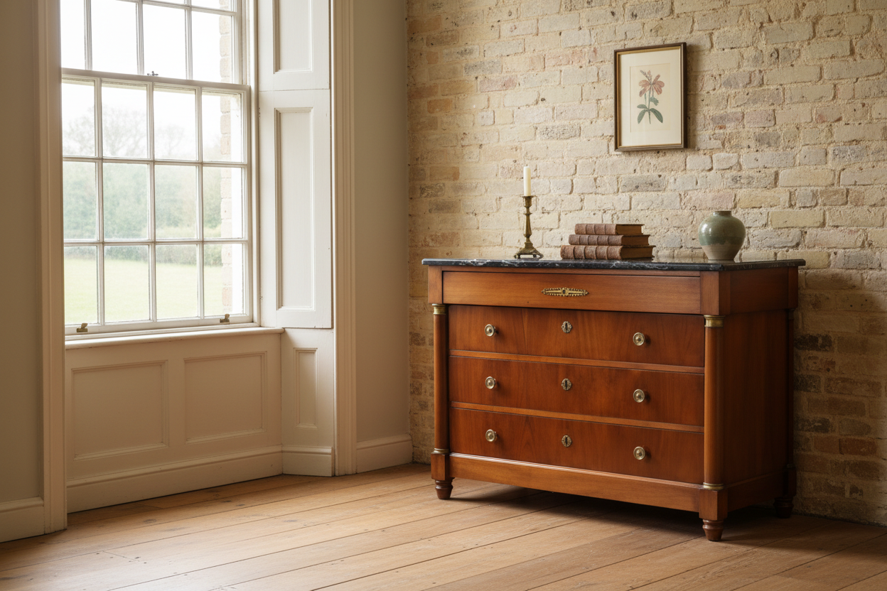 French Empire Commode with Black Marble Top circa 1890