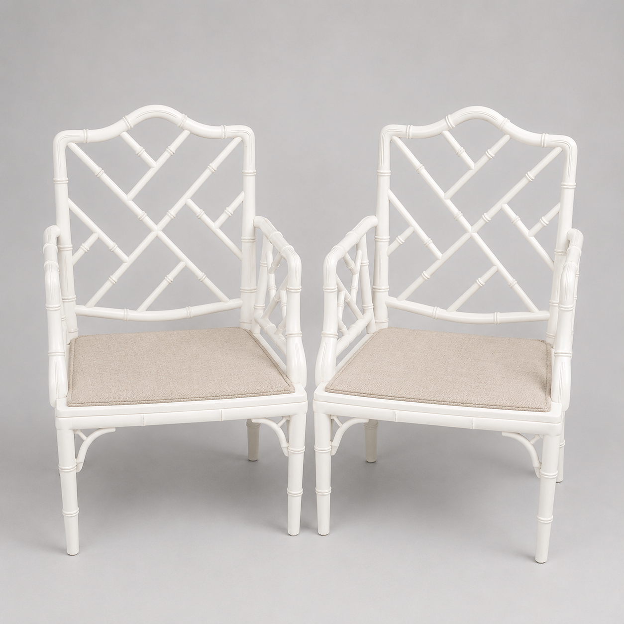Faux White Bamboo Armchairs