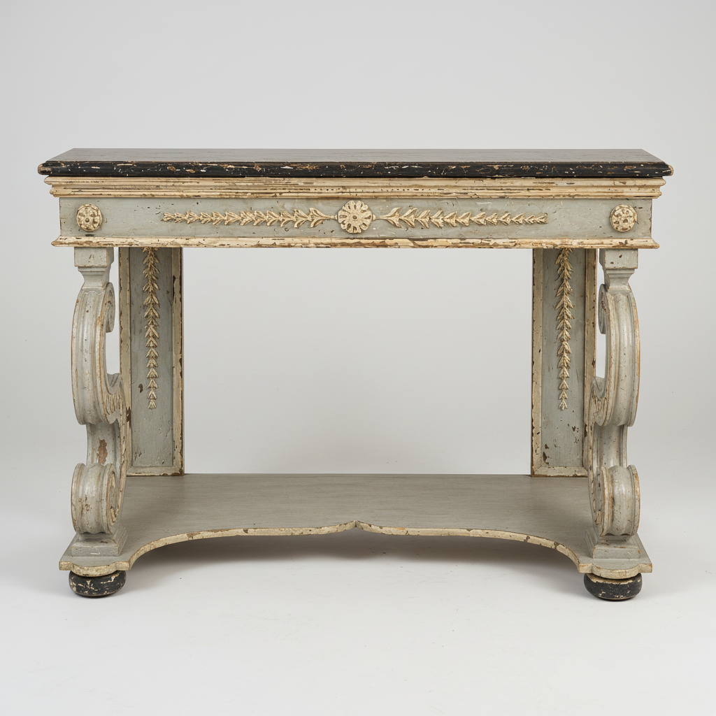 Antique Grey Console, Pair