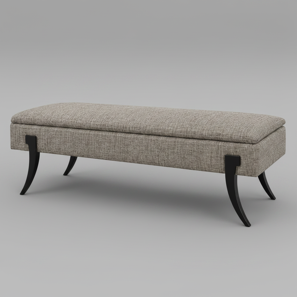 Saber Tooth Bench in Brown Cotton + Blackened Bronze Leg
