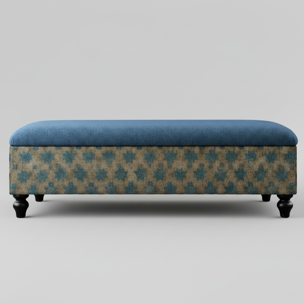 Rectangular Blue Ottoman