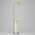 Marble and Brass Tray Table Floor Lamp