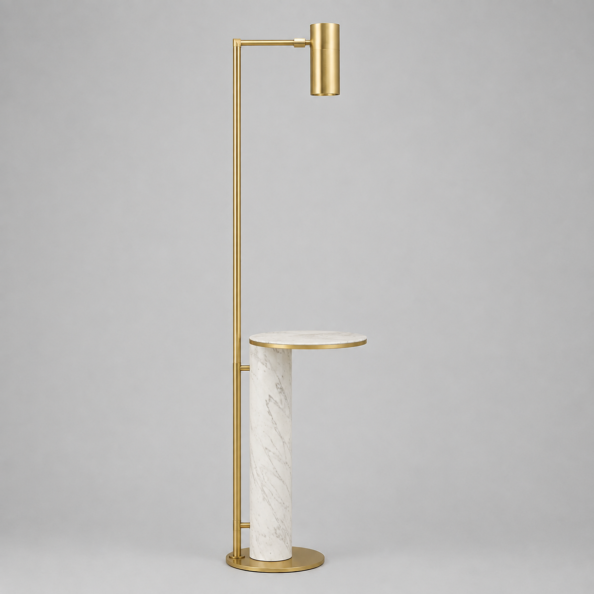 Marble and Brass Tray Table Floor Lamp