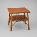 Wicker and Wood Dining Chair with Blue Accents