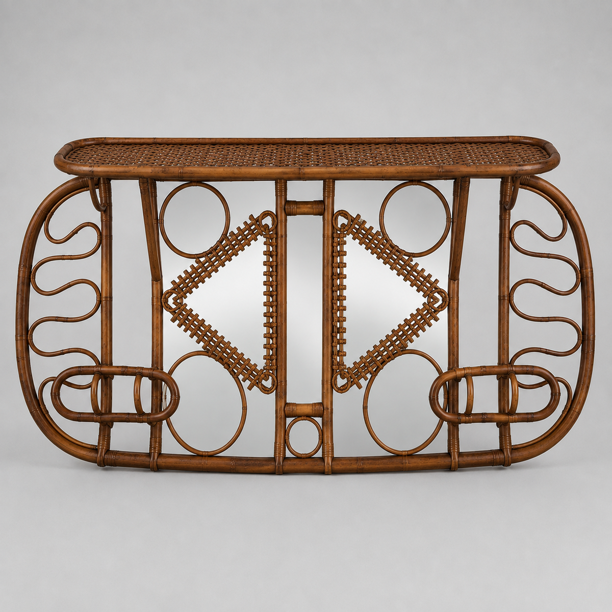 Wicker Rack with Mirror