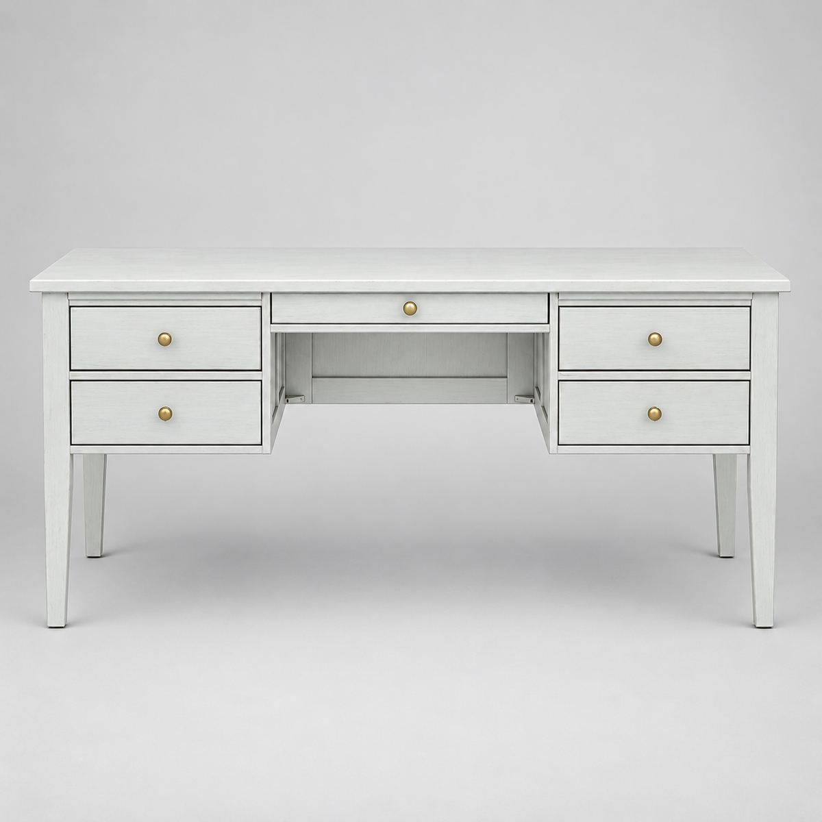 Light Blue Walnut Desk with Brass Hardware