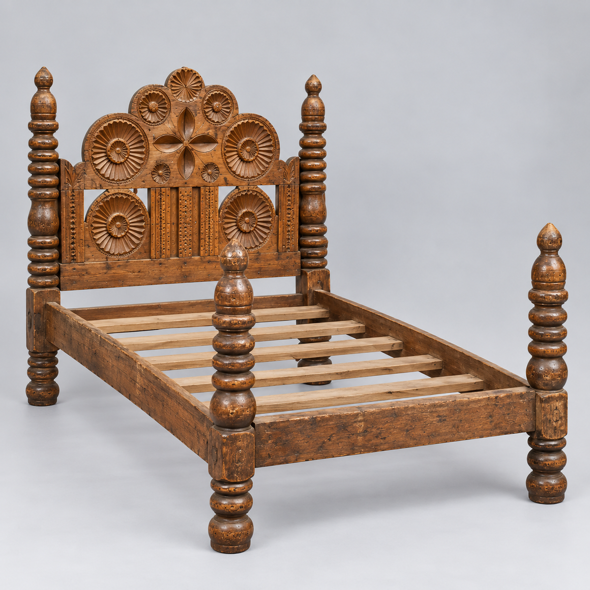 Early 18th Century Bed- Folk Art Hand Carved