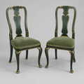 Pair of Antique Green Velvet Side Chairs