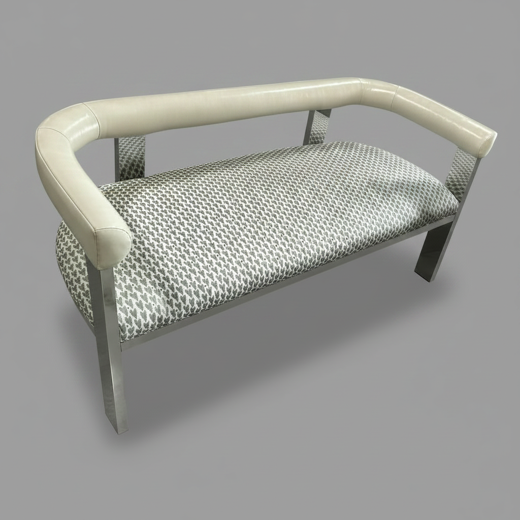 Curve Bench in Canyon Putty Leather and Hearts