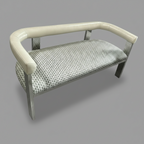 Curve Bench in Canyon Putty Leather and Hearts