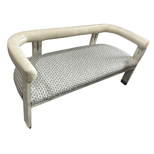 Curve Bench in Canyon Putty Leather and Hearts