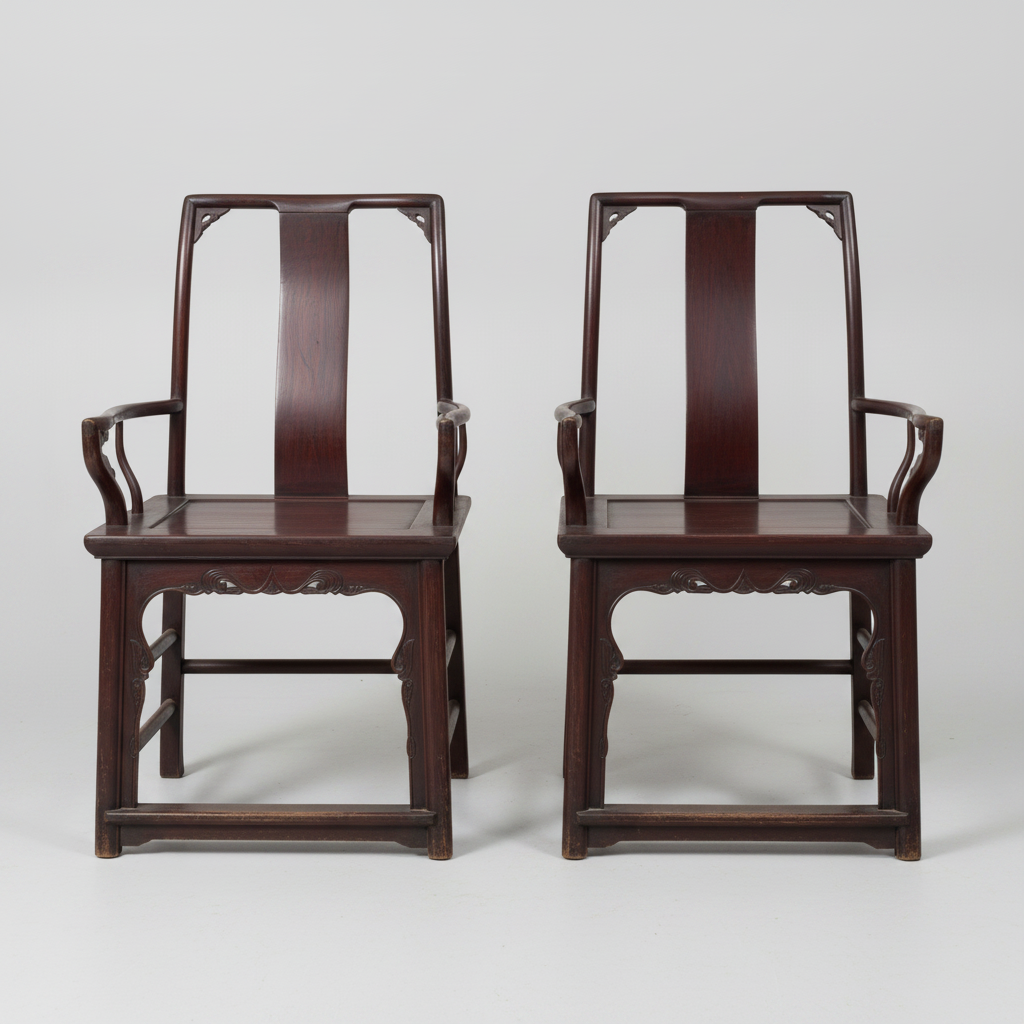 Pair of Chinese Elm Yoke Back Chairs