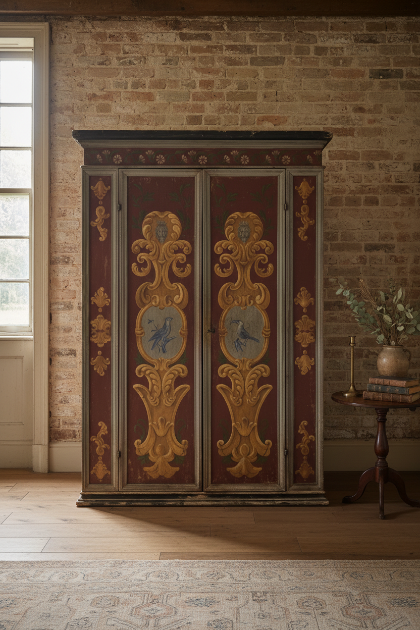 Antique Painted Armoire, Italy