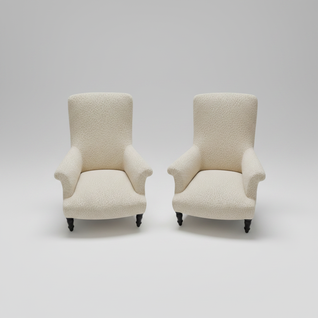 Pair of Upholstered Slipper Chairs, 1900's