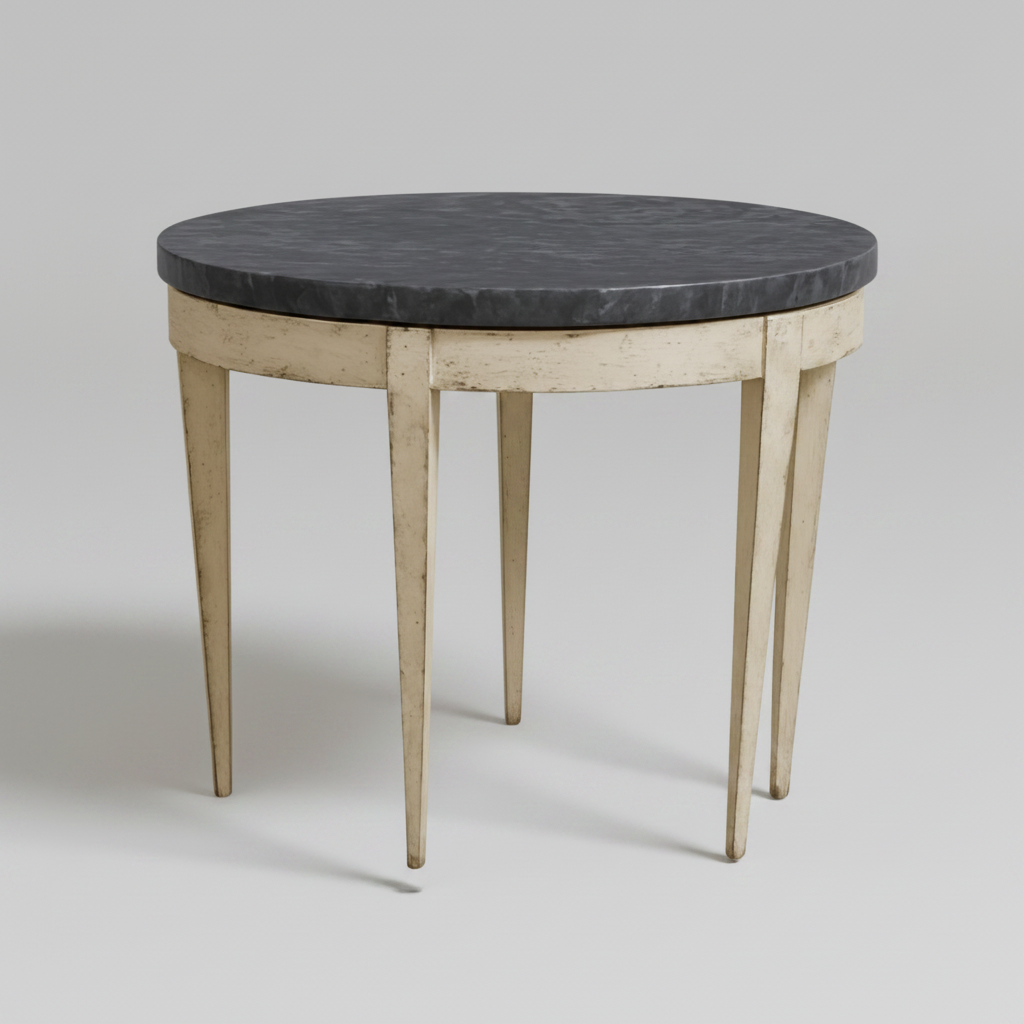 Painted Italian Center Table with Black Marble Top