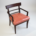 Masculine Wood and Red Leather Chair