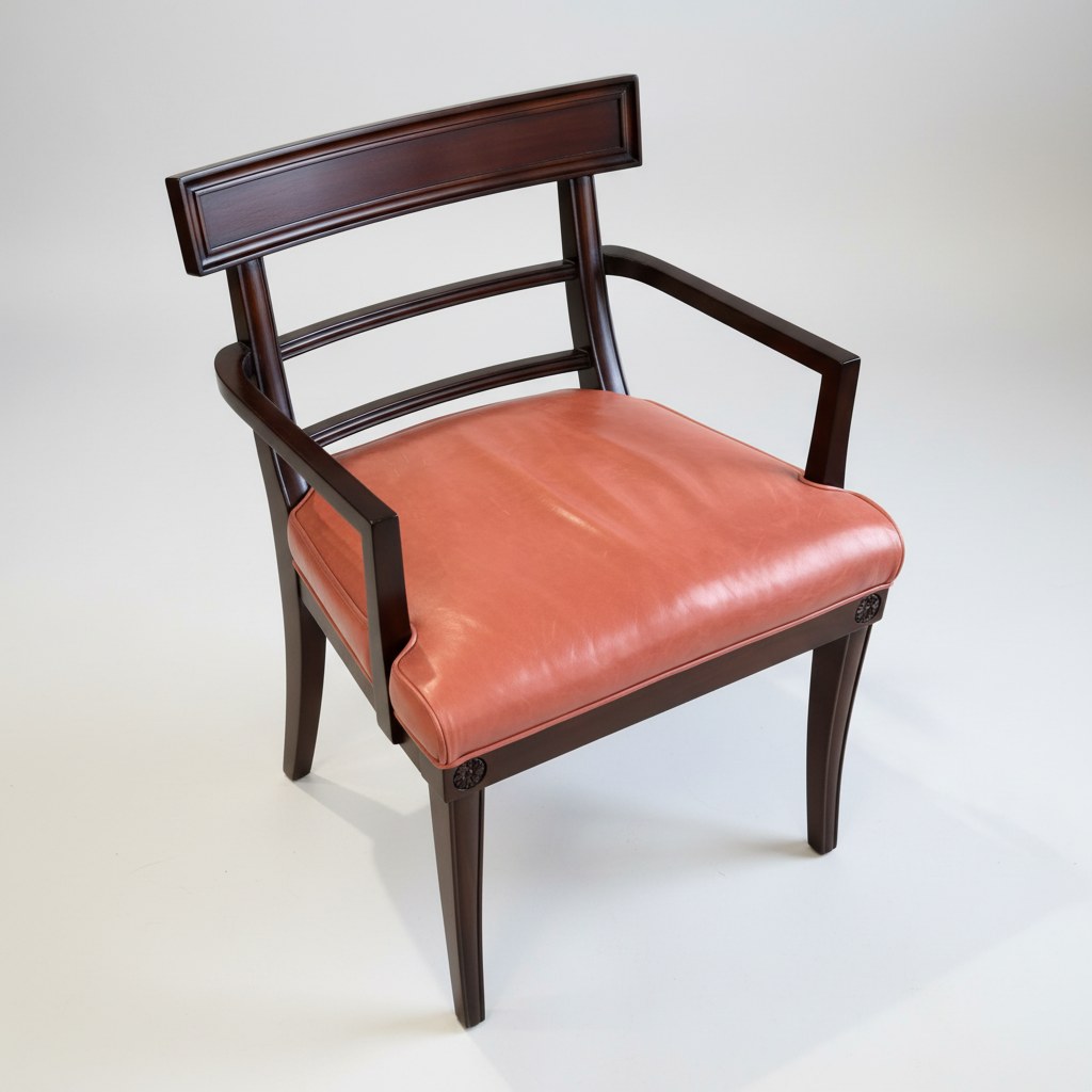 Masculine Wood and Red Leather Chair
