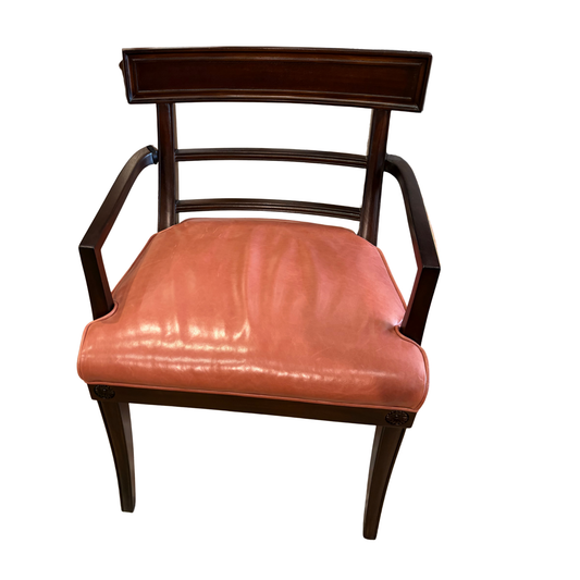 Masculine Wood and Red Leather Chair
