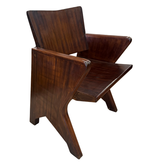 1940's Geometric Wooden Chairs, Pair
