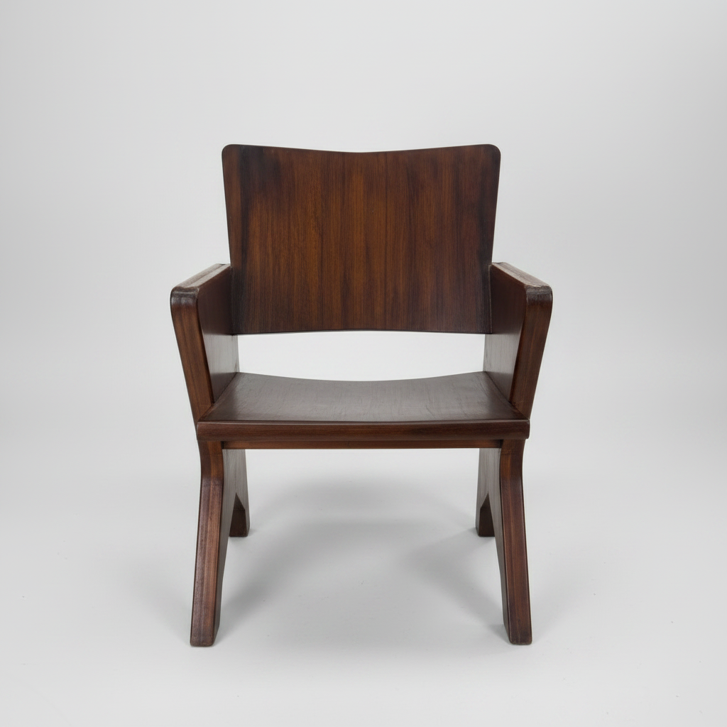 1940's Geometric Wooden Chairs, Pair