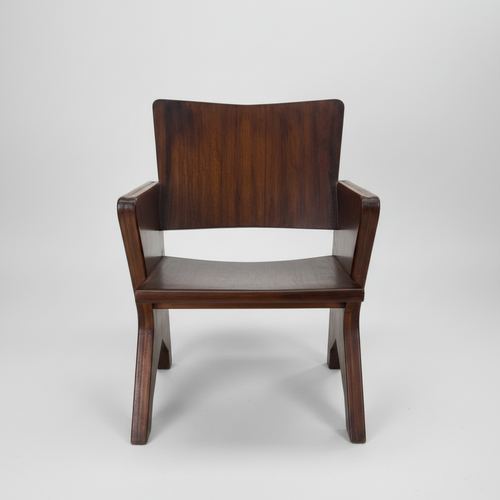 1940's Geometric Wooden Chairs, Pair