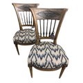 Pair of Louis XVI Chairs with Blue and White Stitching