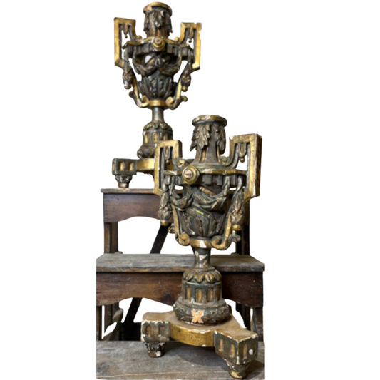 Antique Candlestick Holders with Gilt Detailing