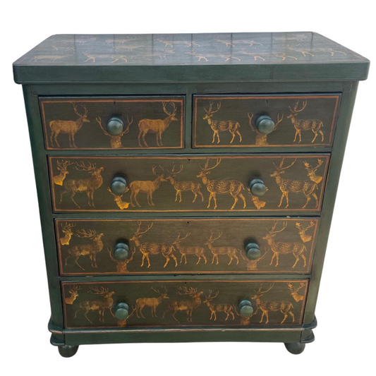 Chest of Drawers with Decoupage Deer Motif