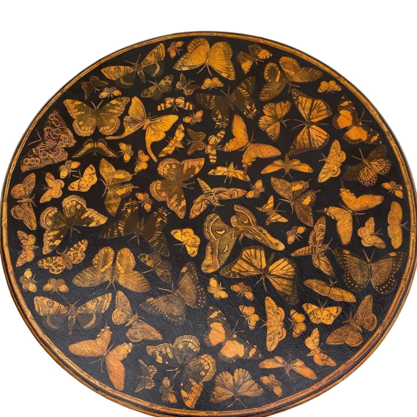 Ebonised Table with Decoupage Butterfly Motif