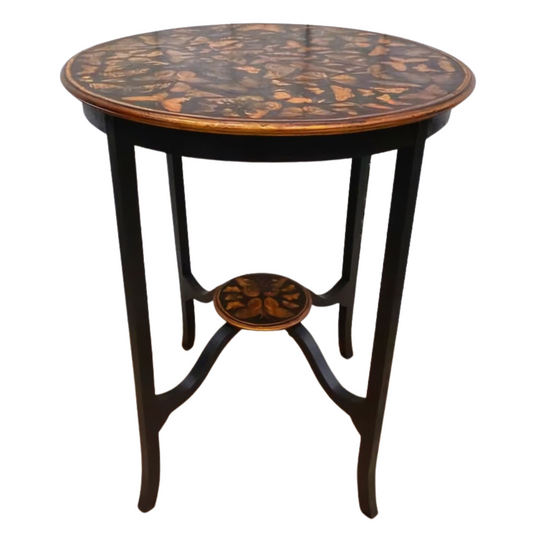 Ebonised Table with Decoupage Butterfly Motif