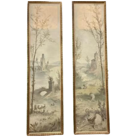 Pair of Classical Landscape Painted on Canvas, Framed C. 1880's