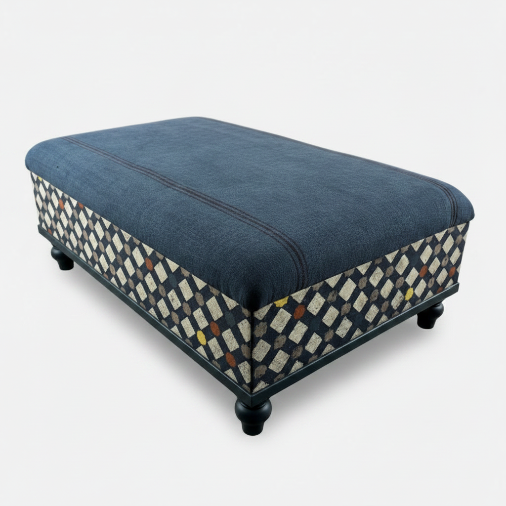 Antique Blue Ottoman