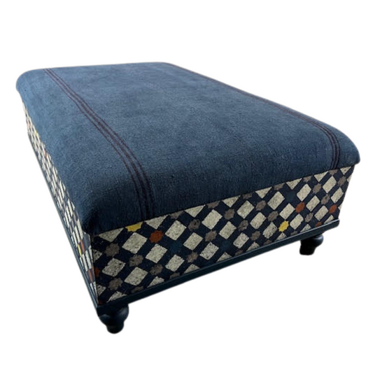 Square Blue Ottoman
