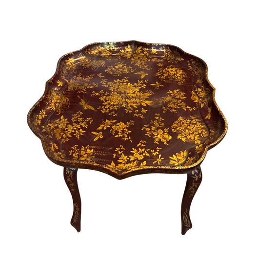 Burgundy and Gilt Painted Tray Table, 1880's