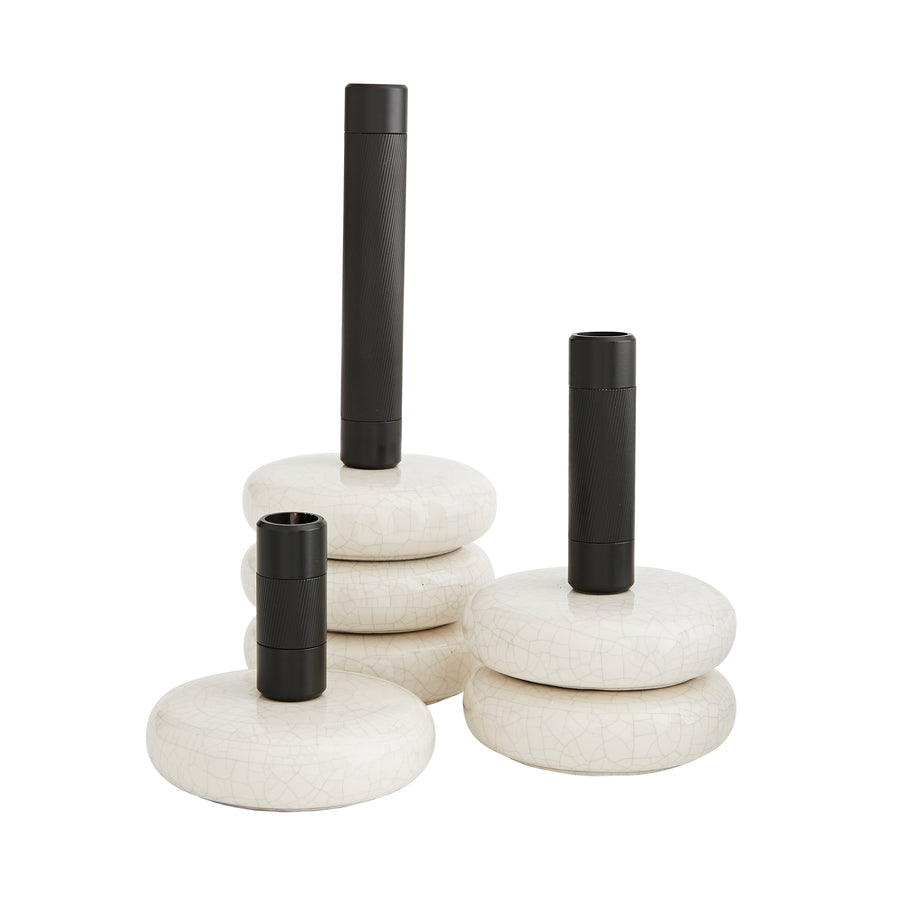 Ceramic Stone Stack Candlesticks, Set of 2