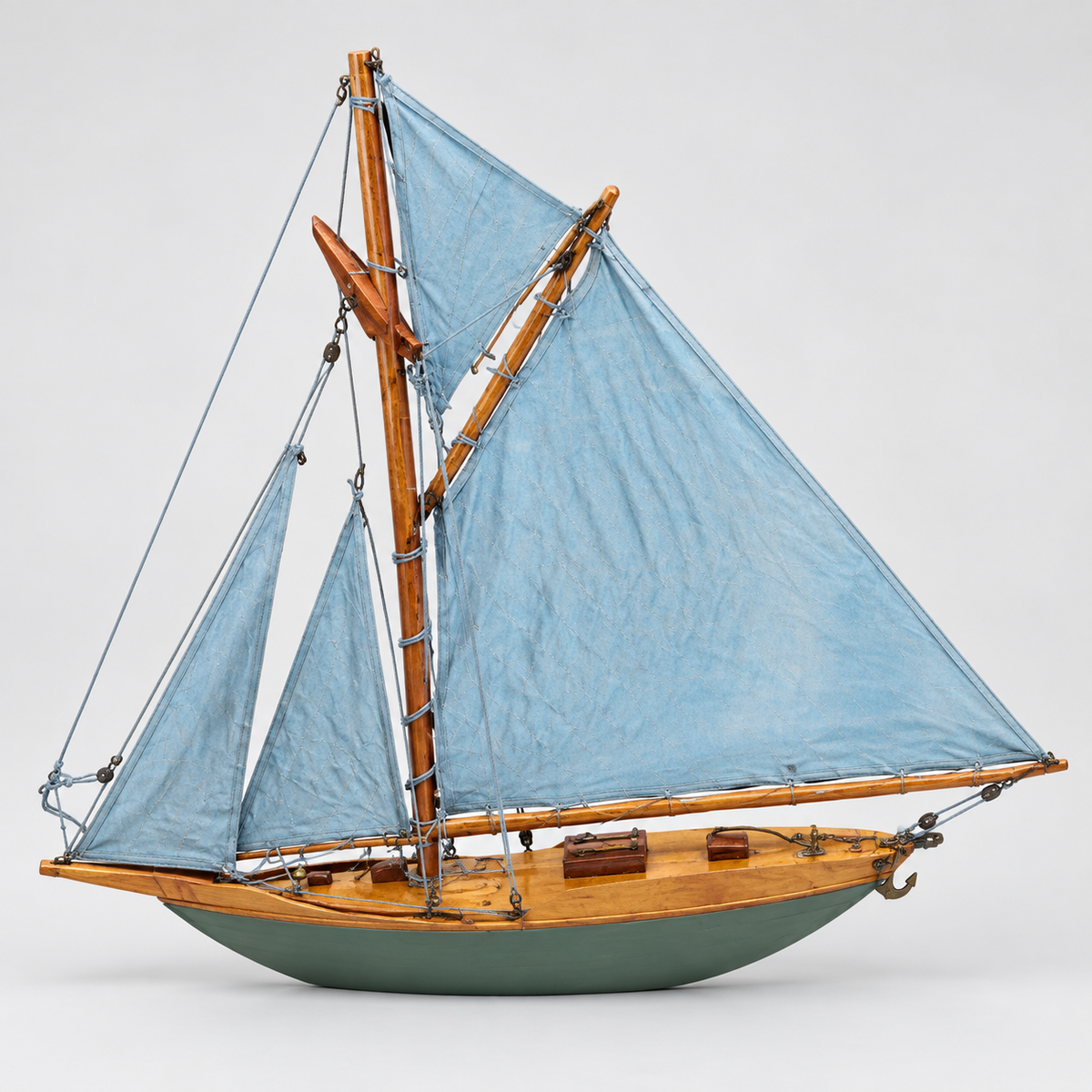 Carved Wood Gaff Rigged Pond Yacht "Eve" #69