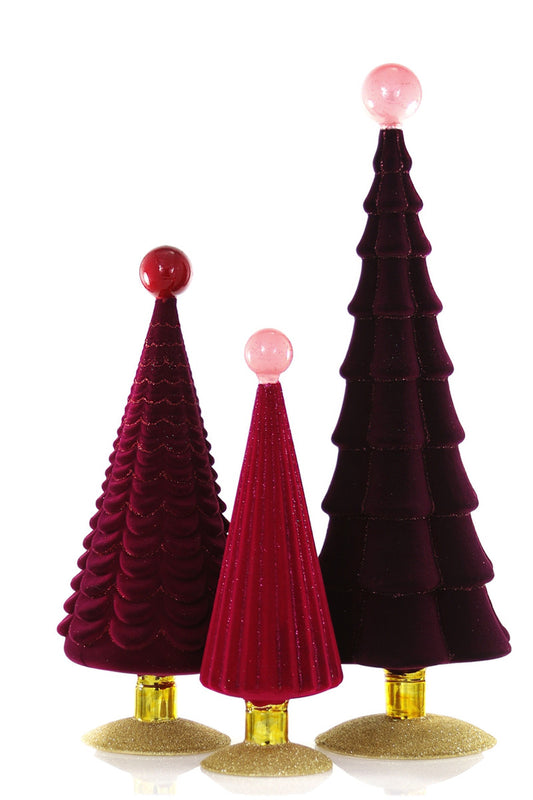 Rose Velvet Glass Christmas Trees