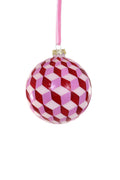 Glass Tumbling Blocks Ornament- Pink