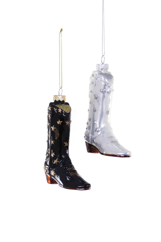 Glass Cosmic Cowboy Boot Ornament