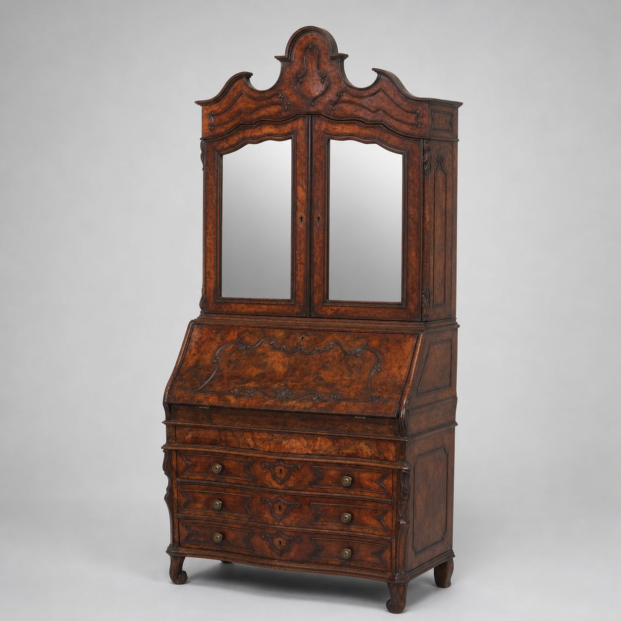 Venetian Mirrored Bureau Bookcase, 1870
