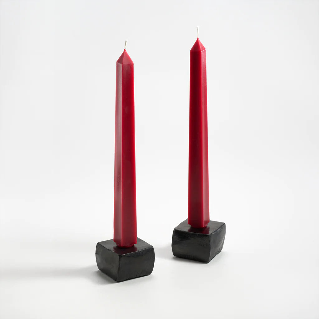 Pair of Square Tapered Candles, 12 inch