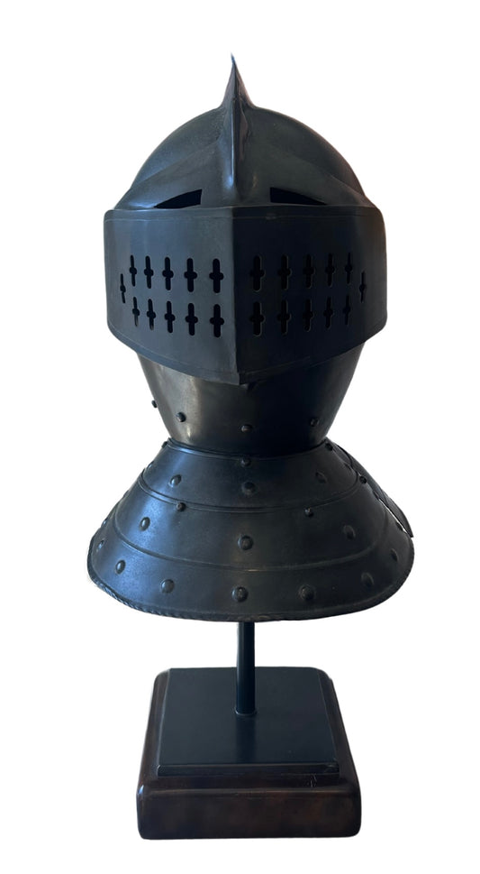 Knight's Helmet on Stand with Walnut Base