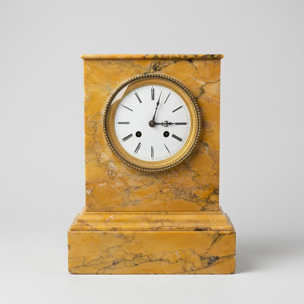 Antique Working Yellow Marble Clock